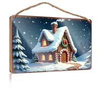 Hanging Porch Sign Christmas Cottage In The Snowy Woods Wooded Sign Funny Bathroom Wall Art Home Decor Farmhouse(20X30CM)