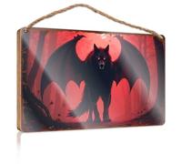 Hanging Porch Sign Fiery Night: The Winged Wolf'S Shadow Wooded Sign Funny Bathroom Wall Art Home Decor Farmhouse(20X30CM)