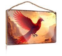 Hanging Porch Sign Phoenix Rising: A Fiery Desert Ascension Wooded Sign Funny Bathroom Wall Art Home Decor Farmhouse(20X30CM)
