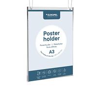 Hanging Poster Holder A3 Portrait, Double-Sided Clear Acrylic, 2 Holes