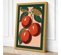 Hanging Red Apples Botanical Canvas Wall Art Print 18x12 Inch