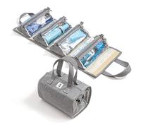 Hanging Roll-Up Makeup Organizer and Travel Bag - 4 Removable Toiletry Bags - Great for Cosmetics, First Aid, Medicine, Personal Items, Krafts - Quality Zippers