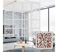 Hanging Room Divider 29cm Square Hollow Wood Plastic Partition Screen Semi Private Decorative Panels for Living Room Hotel Office (24pcs)