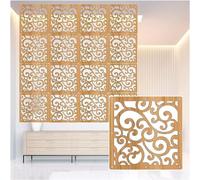Hanging Room Divider Panel, Wood Plastic Panel Folding Privacy Screen 29x29cm Pack of Multiple Quantities Natural and Black(Natural,17Pcs)