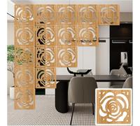 Hanging Room Divider Screen, Folding Privacy Screen Wood-Plastic Hanging Panels Floral Carving Pattern Hollow Out Natural 29x29cm Multiple Sizes(Natural B,23Pcs)