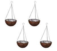 Hanging Round Willow Basket 4 pcs with Liner & Chain vidaXL