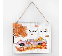 Hanging Rustic Decor Wood Signs Seasonal Welcome Fall Custom Wall Art Wood Plaque Sign 10x12 Inch Orange Harvest Autumn Gnome Wooden Hanging Signs Home Decor for Living Room Outdoor