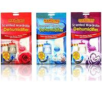 3pk- Hanging Scented Wardrobe Dehumidifier For Damp Mould Condensation Control - Rose, Lavender, Fresh Linen