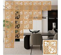 Hanging Screen Carved And Hollow, Folding Privacy Screen Wood-Plastic Hanging Panels Floral Carving Pattern Hollow Out Natural 29x29cm Multiple Sizes(Natural a,85Pcs)