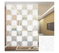 Hanging Screen Carved And Hollow, Wood Plastic Privacy Divider Panels with Flower Carving Pattern White Pack of Multiple 11.4x11.4 Inch(White-a,1Pc)