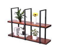 Hanging Shelves For Plants Flowers Decoration - Metal And Wood Floating Shelf Indoor Balcony, Kitchen Bar, Wall Storage Display Rack