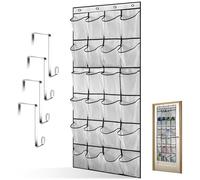Hanging Shoe Rack with 24 Large Mesh Pockets & 4 Hooks, Over the Door Storage Organiser, Multi-Purpose Organizer Hanger, Breathable Storage Bag for Shoes, Accessories, Wardrobe,Bedroom,Small Item Tidy