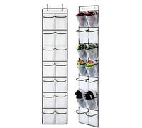 Hanging Shoe Storage, Shoe Racks with 14 Large Mesh Pockets 2 Hooks for Shoe Storage,Wardrobe Door Tidy with,Kitchen Bedroom Bathroom Closet Holder(White)