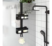 Hanging Shower Caddy Black Brushed 304 Stainless Steel 71cm No Drilling 2pcs Set