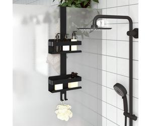 Hanging Shower Caddy Black Brushed 304 Stainless Steel 71cm No Drilling 2pcs Set