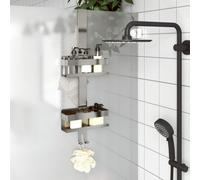 Hanging Shower Caddy Silver 71cm Brushed 304 Stainless Steel Hooks No Drill 25mm