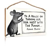 Hanging Sign Decor A Mouse Is Holding A Sign With A Quote By Robert Burns. Summer Wood Hanging Room Accessories For Men(23X35CM)