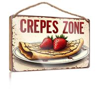 Hanging Sign Decor Crepes Zone - Sweet Delights! Summer Wood Hanging Room Accessories for Men(20X30CM)