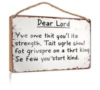 Hanging Sign Decor Dear Lord, Give Me Strength Wooded Sign Summer Wood Hanging Room Accessories For Men(23X35CM)