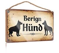 Hanging Sign Decor Keep Dog Away Sign with German Text Wooded Sign Summer Wood Hanging Room Accessories for Men(15X28CM)