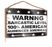 Hanging Sign Decor Warning: Sarcasm Level High. Audience: American. Summer Wood Hanging Room Accessories For Men(15X28CM)