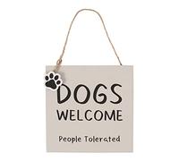 Hanging Sign | Dogs Welcome | 1 Piece | White | 12 cm x 12 cm x 12 cm