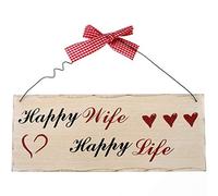 Hanging Sign | "Happy Wife, Happy Life" | H:10cm W:25cm D:0.7cm | pack of 1