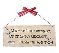 Hanging Sign | "Money Can't Buy You Happiness" | H:10cm W:25cm D:0.7cm | pack of 12