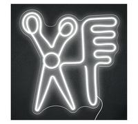 Hanging Signs Barber Tools Neon Signs USB Powered Adjustable Brightness White Neon Lights, Suitable For Hair Salon Shop Wall Decor 34.5cmx35cm
