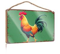 Hanging Signs for Home Decor A Colorful Rooster with Vibrant Feathers Porch Decorations Outdoor Posters & Prints(15X28CM)