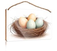 Hanging Signs for Home Decor A Nest with Four Eggs Fall Office Decor Kitchen Decorations Wall(15X28CM)