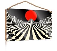 Hanging Signs for Home Decor Black and White Stripes Leading to A Red Circle Porch Decorations Outdoor Posters & Prints(15X28CM)