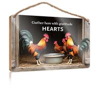 Hanging Signs for Home Decor Gather Here with Gratitude, Hearts Porch Decorations Outdoor Posters & Prints(15X28CM)