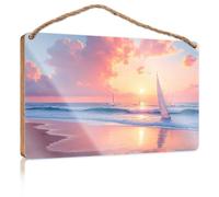 Hanging Signs for Home Decor Sailboats Glide On Tranquil Waters As The Sun Sets Porch Decorations Outdoor Posters & Prints(23X35CM)