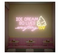 Hanging Signs Ice Cream Solve Eveything Neon Signs USB Powered, Adjustable Brightness Business Logo Neon Lights Suitable For Shop Wall Decor(D,40CM)