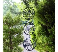 Hanging Silhouette Bee Butterfly Dragonfly Trio Spinner, Metal Black 3 Wind Tree Hanger, Magical Garden Ornament, Magic Gift Mum Birthday, 60cm x 15cm