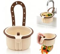 Hanging Sink Drain Basket Adjustable Silicone Hook Kitchen Food Strainer | Multi-Hole Residue Filter Basket, Wall Hanging Colander For Washing Veggies Waste Block Prevention