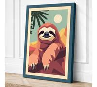 Hanging Sloth in Canvas Wall Art Print 18x12 Inch