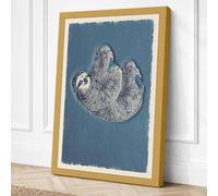 Hanging Sloth Vintage Canvas Wall Art Print 18x12 Inch