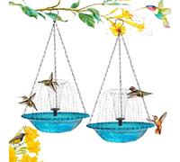 Hanging Solar Bird Bath, 18x9 Inch Hummingbird Water Fountain Solar With Solars Pump, Hummingbird Bath Fountain,for Backyard, Patio, Garden Hanging Bird