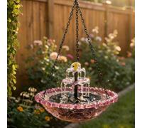 Hanging Solar Bird Bath Fountain,2026 New Solar Cascade Hanging Bird Bath Fountain,Hanging Bird Bath with Water,Decorative Bird Bath Fountain for Garden Yard Patio