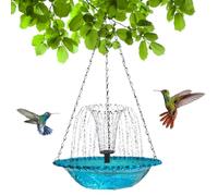 Hanging Solar Bird Bath Fountain, Solar Cascade Hanging Bird Bath Fountain, Outdoor Humming Birds Baths Fountains, Birds Shower Bowl Kit Garden Gift Yard Patio Backyard Decoration (Blue A)