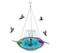 Hanging Solar Bird Bath Fountain, Solar Powered Hummingbird Water Fountain Combo Set, Birdbath Feeder Water Station, Hanging Birdfeeder Tray for Garden Patio Backyard Decor for Birdlover