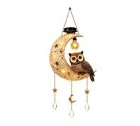 Hanging Solar Garden Light Owl Shape Warm LED Cord Free | Lightweight hanging design, fits tree branches, hooks easily, portable for any outdoor spot