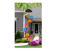 Hanging Solar Hot Air Balloon LED Garden Light Mobile, Flame Effect Lantern Wind Chime, 80 cm Hanging String Decoration, Multicoloured Decorative Garden Ornament