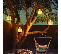 Hanging Solar Lights, Solar Lanterns for The Garden Ball Candle Holder with Solar Tea Lights Hanging Candle Holder with Tea Lights Waterproof Hanging Solar Lights for Outdoor Garden (4pcs)