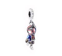 Hanging Spider Dangle Charm, 925 Sterling Silver, Enamel Detail, Compatible with Pandora Bracelets
