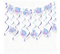 Hanging Spiral Bubble Decor - Under The Sea Party Decorations for Mermaid Birthday, Ocean Theme Bedroom & Bathroom (Blue, 10)