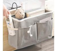Hanging Storage Bags for Dormitory Bed Headboard Bed Basket With Pockets, Student Bed Clutter Sorting Large storage bag Magazine Book Bedside Cloth Hanging Basket(Grey)