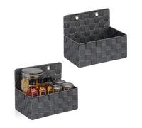 Hanging Storage Baskets Set of 2 Wall Mounted Box Organiser Woven Wicker Look